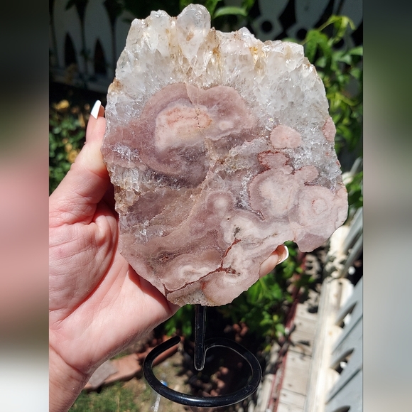 Rocks Other - Natural Pink Amethyst Slab On Stand